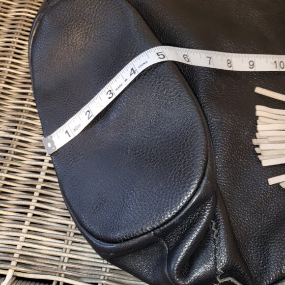 Elliot Luca Leather Bucket Crossbody Handbag Black w White Tassel Pull - Picture 15 of 16